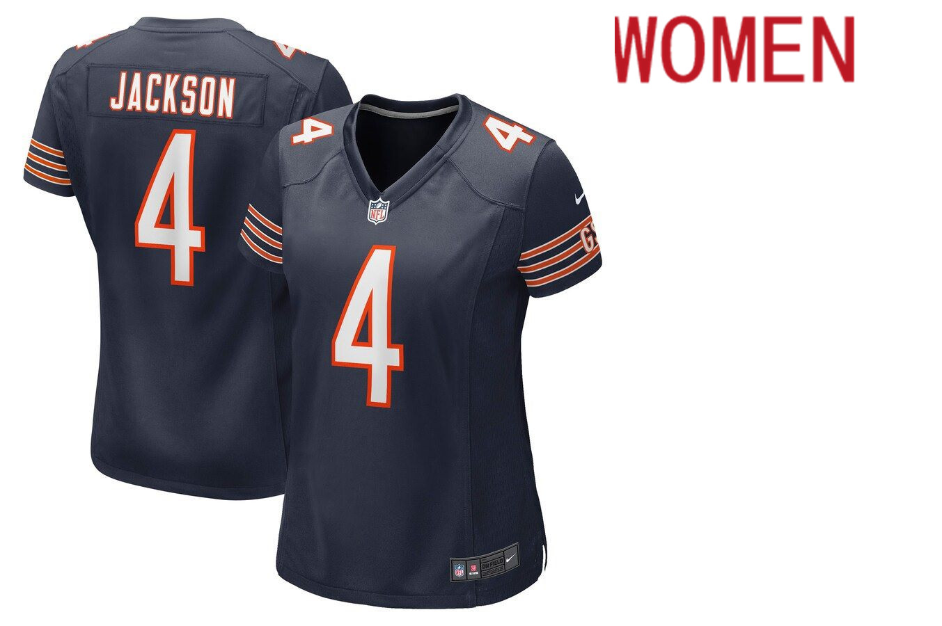 Women Chicago Bears #4 Eddie Jackson Nike Navy Game Player NFL Jersey->women nfl jersey->Women Jersey